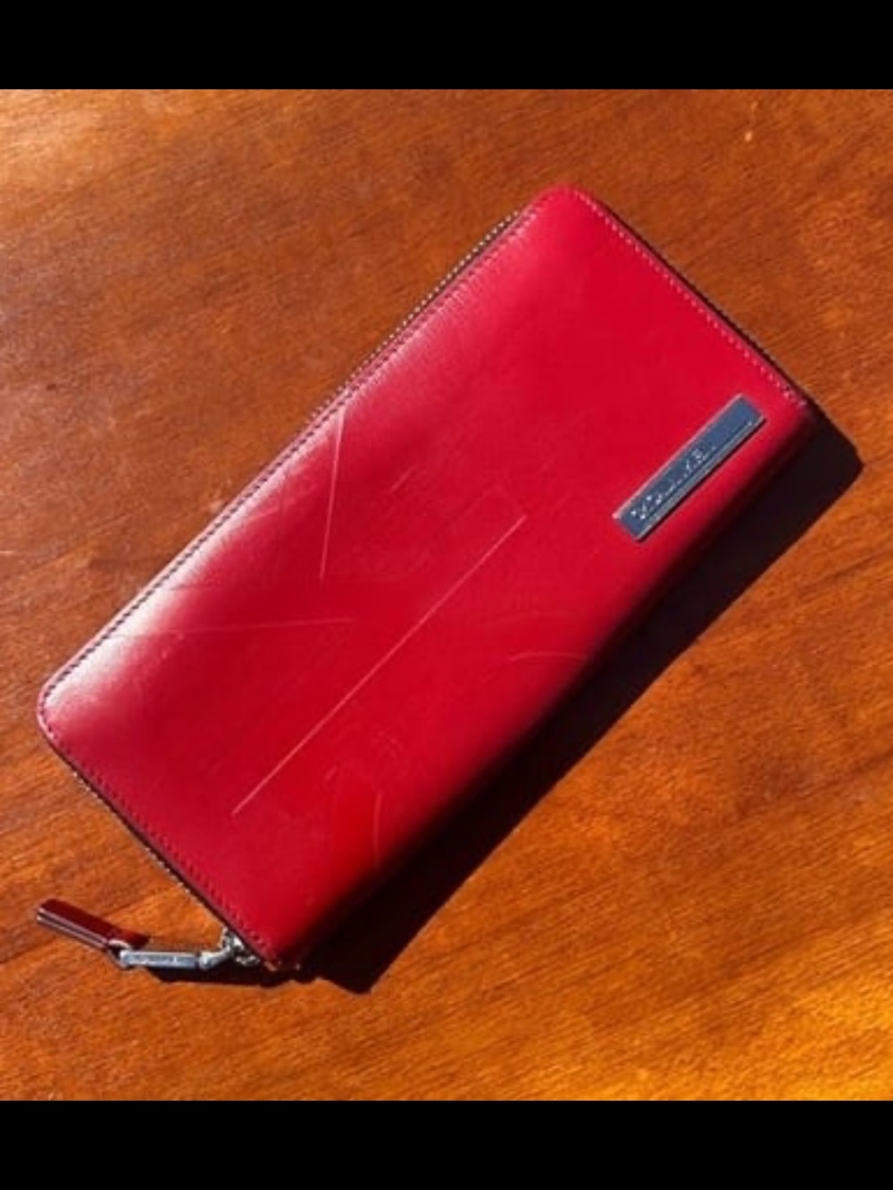 Red CK Calvin Klein zip around long wallet